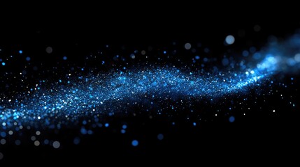 Poster - Abstract backdrop featuring blue dust particles and light distribution in a bokeh style against a black background