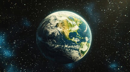Poster - cartoon rendering in 3d of the earth from outer space