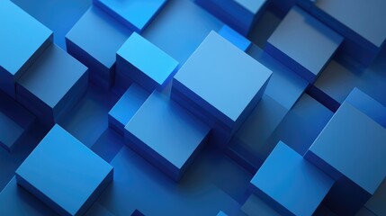 Poster - Abstract blue geometric background featuring square shapes