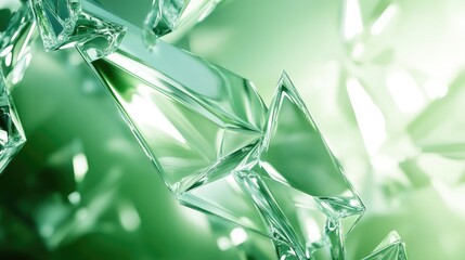 Poster - Elegant modern abstract background featuring green glass with organic refreshing refraction and reflection showcasing high quality 3D rendering techniques