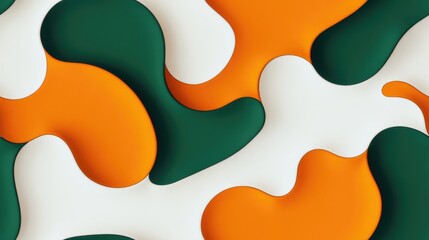 Poster - Raster illustration of a dynamic composition featuring rounded shapes in white orange and green tones arranged in a diagonal rhythm seamless pattern