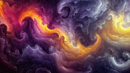 Poster - Colorful chaotic fantasy fractal pattern featuring abstract shapes perfect for use as a background or wallpaper in various creative applications