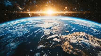 Poster - Rendering of the Earth in a 3D cartoon style viewed from space