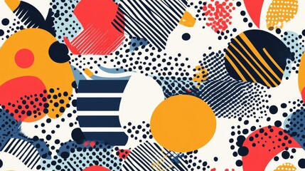 Poster - Abstract seamless sports pattern for children Creative design featuring dots geometric shapes stripes and circles Playful textile and fabric pattern in a vibrant fashionable sports style