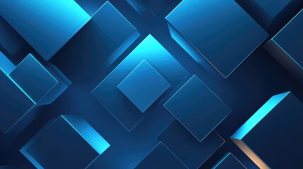 Poster - Abstract blue geometric background featuring square shapes