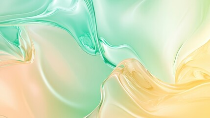 Poster - Abstract soft glass background texture featuring a gradient of green and yellow neon light in pastel hues