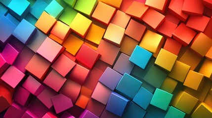 Poster - Vibrant abstract background featuring 3D extruded squares and cubes showcasing geometric art and a futuristic design texture