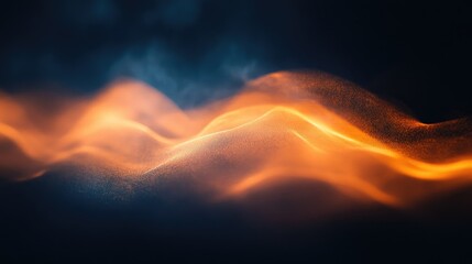 Poster - Soft luminous waves on a blurred dark background create an abstract and mysterious atmosphere