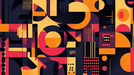 Poster - Abstract illustration featuring a vibrant geometric pattern ideal for mosaic wallpapers textures labels websites or fashion design