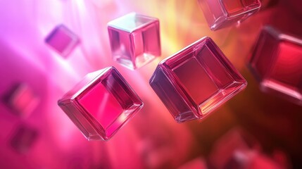 Poster - Abstract maroon cubes set against a vibrant background