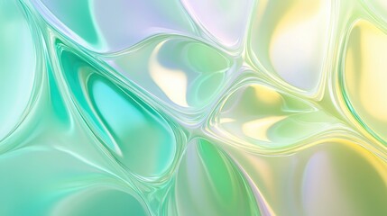 Poster - Abstract soft glass background texture featuring a gradient of green and yellow neon light in pastel hues