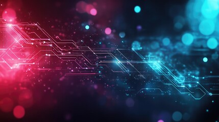 Poster - Abstract dynamic illustration featuring a technological background
