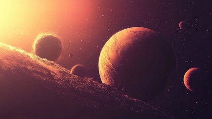 Poster - Abstract illustration of celestial bodies in the universe