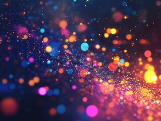 Poster - Vibrant abstract splash of colorful particles against a dark backdrop