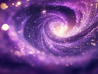 Poster - Stunning abstract violet shimmering backdrop featuring a spiral galaxy and sparkling elements