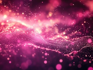Poster - abstract glowing background featuring neon particles and fine particle rays