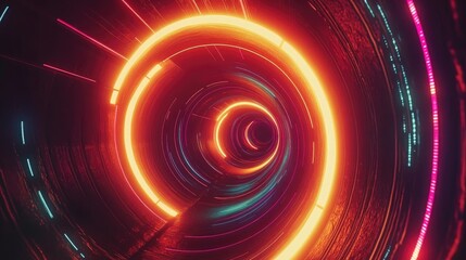 Poster - Abstract high speed tunnel with swirling light patterns Sci fi background featuring animated flight through a futuristic vortex Experiencing the sensation of zooming through a colorful winding clo