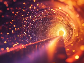 Poster - Abstract background showcasing a tunnel made of particles rendered in 3D