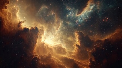 Poster - A layered background featuring a cosmic scene with a starry sky