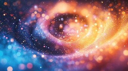 Poster - Stunning abstract multicolored shimmering backdrop featuring a spiral galaxy and sparkling effects