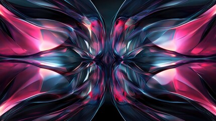 Poster - Neon kaleidoscope abstract background in 3D rendering