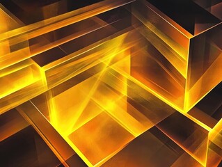 Poster - An illustration featuring geometric shapes illuminated by bright yellow laser beams ideal for use as backgrounds