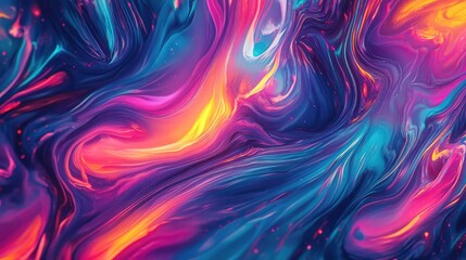 Poster - Abstract background featuring a psychedelic fractal with a textured appearance created by colorful brush strokes and blurred lines displaying various shapes and sizes