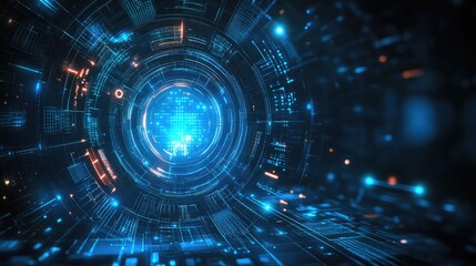 Poster - Abstract technological background featuring a blue gradient Raster format