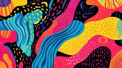 Poster - Vibrant abstract background featuring an array of colorful patterns and lines