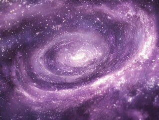 Poster - Stunning abstract violet shimmering backdrop featuring a spiral galaxy and sparkling elements