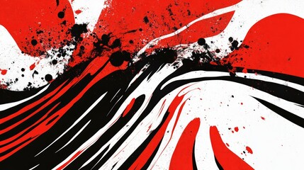 Poster - Abstract illustration featuring a dynamic red and black striped splash design