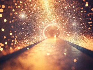 Poster - Abstract background showcasing a tunnel made of particles rendered in 3D