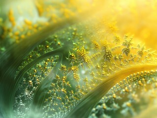 Poster - Abstract background featuring a yellow green color palette with intricate raster fractal designs