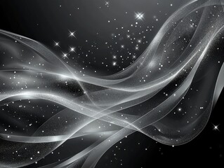 Poster - Elegant abstract gray background featuring glitter and waves combined with radiating light Striking illustration with a modern touch