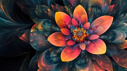 Aufkleber - Abstract Colorful Floral Fractal Kaleidoscope Background Texture