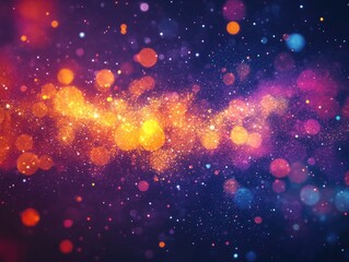 Poster - Abstract pulsating glow element from particles and dots with an explosion of vibrant colors forming enchanting shapes ideal for overlay on a dark background