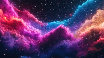 Poster - Vibrant abstract explosion of colored powders creates a stunning cosmic landscape visualization