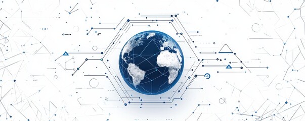 Poster - Futuristic digital illustration of Earth with global network connections