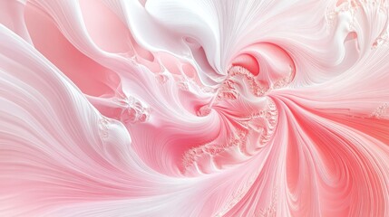 Aufkleber - Abstract pink and white square with a captivating graphic design featuring a curly symmetric composition This illustration showcases fractal concepts and creative patterns with flowing lines and w