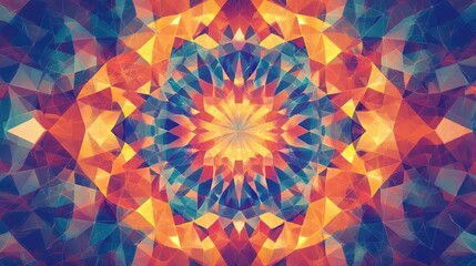 Poster - Vibrant abstract mandala kaleidoscope with geometric patterns ideal for banners posters and cover designs