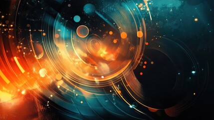 Poster - Abstract dynamic illustration featuring a technological background