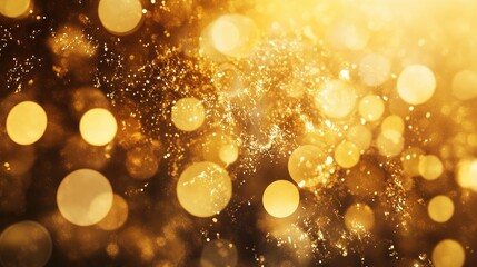 Poster - Abstract golden background featuring shimmering circles and particles Beautiful illustration