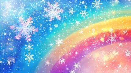 Poster - festive background featuring vibrant snowflakes bokeh effect 2d cartoon illustration and a whimsical