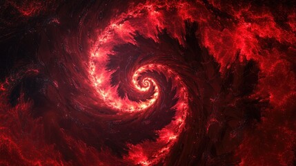 Aufkleber - Symmetrical red fractal tornado spiraling galaxy created through digital artwork for innovative graphic design Computer generated imagery