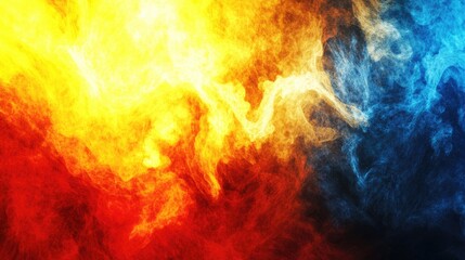Aufkleber - Abstract fractal image in vibrant yellow red and blue hues
