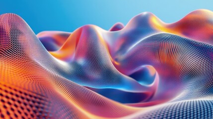 Aufkleber - Futuristic wavy illustration with an abstract blue background