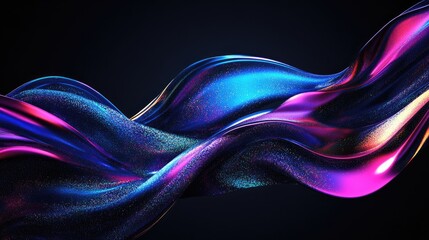 Poster - abstract glittery textured radial foil neon light against a black backdrop featuring liquid chrome c