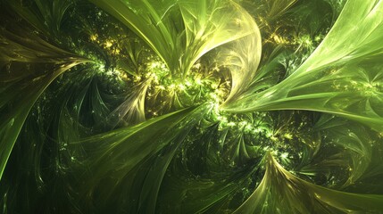 Leinwandbilder - Abstract design featuring a green color scheme with fractal graphics