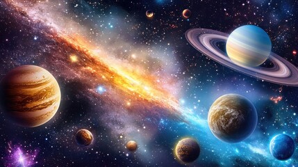 Poster - Abstract illustration of celestial bodies in the universe