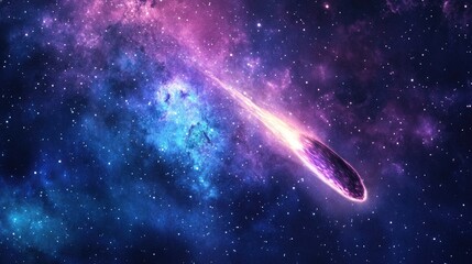 Poster - Fantasy starry background featuring a passing comet in motion celestial conflict and abstract cosmic elements